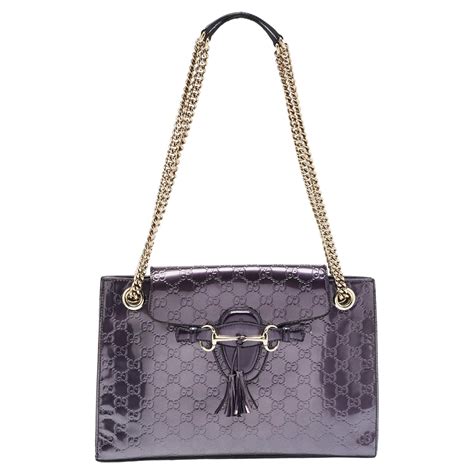 gucci 295402|GUCCI Emily Medium GG Guccissima Patent Leather Chain .